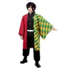 Perruque de Costume de Cosplay Anime Demon Slayer Kimetsu No Yaiba Tomioka Giyuu, ensemble complet de Kimono d'halloween pour adultes et enfants, jeu de rôle C90C36