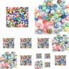 Acrylic Plastic Lucite 500Pcs/Lot 6Mm/8Mm Mix Color Striped Round Resin Spacer Beads For Chunky Necklace Bracelet Diy Drop Delivery Dhjkl