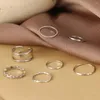 Küme halkaları tr 7pcs moda mücevher seti satan metal içi boş yuvarlak açılış kadınlar için parmak yüzüğü kız bayan parti düğün hediyeleri