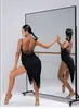 Stage Wear Robe de danse latine Femme Sangle Dentelle Adulte Top Formation Rumba Cha Tango Gland