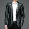 Men's Leather Faux Natural Sheep Casual Suit Jacket Slim Spring and Autumn Thin Section Black Brown 231031