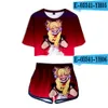 2 stks mijn held Academia Himiko Toga Anime Cosplay Cosplay Cross My Body Teen Girls 3D Print Short Sleeve Sportswear C37M202