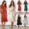 Vestidos Casuais Básicos Outono Inverno Bolha Longsleeved Malha Saia Midlength Temperamento Fino Highwaisted Grande Swing Bottom Sweater Dress 231031