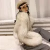 Womens Fur Faux Luxury Coats Women Winter Long Sleeve Furry Collarless Fox Jacket Female Fashion Fluffy Short Overcoats 231031