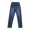 Jeans da donna Donna con perline Moda Blu scuro Vita media taglio dritto