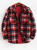 Men's Jackets Plaid Jacket for Men Fluffy Fleece Shirt Jacket with Pocket Button-up Faux Fur Sherpa Streetwear Topcoats Z4738534 231030