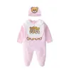 Rompers born Baby Clothes Romper Footies Girl Boy Clothing Print Cute Cartoon Bear Born Hat Bibs Outfit 231031