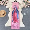 Casual Dresses Singreiny Summer Sheer Long Dress Bild O Neck ärmlösa Split bodycon mager kvinnor söt mode semester strand sundress