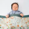 毛布HappyFlute 4Layers Muslin Bamboo Cotton Baby Swaddle Branklet Born Quilt Infant Bath Towel