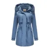 Women's Trench Coats Winter Coat Parka Detachable Plush Pluffy Collar Hat Mid-Length Hooded Warm Quilted Ladies Jacket Overcoat