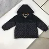 GGLIES Luxury babyjackor skarv design barn huva kappa storlek 100-160 högkvalitativ nätbokstav tryck barn outwear okt25