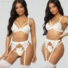 Women's Hot Sale 2023 Arrivals 3pcs Sexy Lingeries Set cheap Mesh Flower Erotic Women Underwear