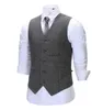 Gilet da uomo Tweed di lana a spina di pesce da uomo Slim Fit Abito in cotone per il tempo libero Gilet bordeaux Gilet da uomo d'affari marrone per lo sposo da sposa YQ231031