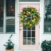 Couronne de fleurs décoratives pour Festival de printemps, Simulation rose colorée, pour porte extérieure, pour devant, toutes saisons