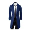 Men's Wool Blends Men Double Breasted Trench Coat 2023 Autumn Winter Blend High Quality Fashion Casual Slim Fit Solid Color Male Jacket 231030