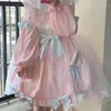 Casual Dresses Japanese Harajuku Kawaii Lolita Grenadine Dress Woman Elegant Fairycore Aesthetic Long Sleeve Y2k Alt Cute Clothes