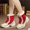 Сапоги, зимние высокие женские туфли, студенческие зимние сапоги средней длины со шнуровкой и хлопковой подкладкой 220920