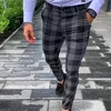 New Men Vintage Plaid Suit Pants Formal Dress Business Casual Slim Fit Pants Wedding Party Formal Classic Check Suit Trousers224N