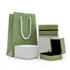 Jewelry Pouches Bags Brand Simple Nice Jewellery Bracelet Box Set Suede Green Color Case Four-leaf Clover Necklace Packaging Pape2929