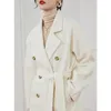 Women's Wool Blends White Double-sided Cashmere Coat Women's Wool Suit Coat Long Horn Buckle Woolen Coat Thickened Wool Winter Coat Cashmere 231030