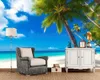 Bakgrundsbilder Papel de Parede Palm Tree Over White Sand Beach Natural 3D Wallpaper Living Room TV Soffa Vägg sovrum Restaurang Cafe Bar Mural