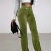 Pantalon femme taille élastique élégant haut rayé jambe large confortable extensible pantalon droit pour le printemps automne