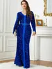 Abbigliamento etnico Inverno Velluto spesso Abito musulmano Abaya Per le donne Paillettes Abiti da festa Orlo diviso Marocco Abaya Abiti Caftano Arabo Lungo