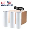 CA Warehouse White Blank Sublimation tumblers 20oz من الفولاذ المقاوم للصدأ أكواب السيارة المعزولة مستقيمة مستقيم مزدوج مسامي أكواب الشرب يمكن توصيلها يومين n