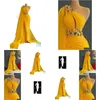 Robes de bal 2023 Oct Aso Ebi arabe jaune sirène robe de bal dentelle perlée soirée formelle fête deuxième réception anniversaire fiançailles G Otzfe