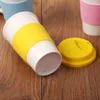 Wijnglazen 1 ST 301-400 ML Porseleinen Drinkmok Keramische Pint Cup Vacuüm Reizen Koffie Met Siliconen Mouw (Willekeurige Kleur)