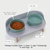 Cat Bowls Feeders Pet Cat Double Bowls Feeder Adjustable Height Cats Dogs Drinker Water Bowl Dish Elevated Feeding Food Feeders Cat Dog Supplies 231031