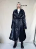 Damen Trenchcoats ADAgril Schwarz Übergroßer Ledermantel Frauen Herbst Streetwear Gürtel Lose Lange Windschutzjacken Cool Girl Fashion