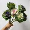 Purple and white powder 3-head high-quality simulated flowers, Korean cabbage, living room, bride bouquet, fake flowers, wedding decoration