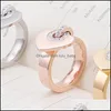 Band Rings Love Rings Of Titanium Steel Jewelry Wholesale Fashion Diamond Heart-Shaped Ring Plating 18K Gold Stainless For Women Gift Dh34Y