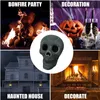 Party Decoration Halloween Stove Barbecue Simulation Skull Props Horror Céramic Ornaments Wood Fire Pit Fiche Burning 220901