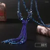 Pendentif Colliers 20 couleurs Mode Glitter Cristal Perlé Glands Noués Longue Section Collier Chandail Chaînes Bijoux Charms