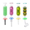 Headshop214 HOOFAH GLASS PIPE Colored Cooling Oil Inside Smoking Pipes 14mm Titanium Ceramic Quartz Banger Nails Clip Multi-Styles