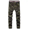 Jeans da uomo Camouflage Uomo Hip Hop Biker Stretched Streetwear Pantaloni da jogging pieghettati Slim Pantaloni graffiati da uomo Pantalones Hombre