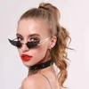 Lunettes de soleil 2022 Wave Cat Eye Lunettes de soleil Femmes Hommes Lunettes de soleil sans monture pour femmes Vintage Lunettes de soleil Metal Shades Angel Wing Lunettes UV400 T220831