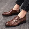 Breasted Monk Double Men Solid Color Pu Classic Crocodile Pattern Fashion Dress Shoes AD AD AD