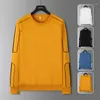 Sweats à capuche pour hommes Printemps et automne Pull pour hommes Pull Teen Solid Casual T-shirt à manches longues Sweats Full Men Vêtements LOOSE Jaune