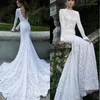 Robes décontractées 2022 Sexy Femmes Blanc Dentelle Dos Nu Maxi Robe Sirène Big Swing Manches Longues Mariage Élégant Soirée Soirée