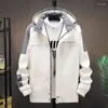 Men's Trench Coats 2022 Men's Fattening Plus Size Jacket Fashion Trend Hooded Breathable Slim Plush Overalls