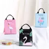 Borse portaoggetti Flamingo Lunch Bag Scatola da colazione termica multicolore isolata Confezione da mano portatile da donna Organizzatore di prodotti da viaggio da picnic