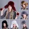 Beretti Cappelli da bombardiere in pelliccia naturale per donne inverno caldo soffice auricolare cappa con cappellino russo di lusso