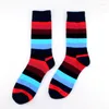 Herrensocken Farbe Regenbogen Streifenmuster Baumwolle Männer Crew Happy Hip Hop Britischer Harajuku Designer Marke Neuheit Geschenke für den Winter