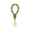 Key Rings Silicone Beads Pumpkin Glue Bracelet Chain Halloween Knit Fluorescent Beaded Gold Alloy Ring Minimalist Jewelry Gift 220901