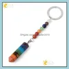 Arts et artisanat Pierre naturelle Sept Chakra Alliage Porte-clés Perle Pendentif 13 T2 Drop Livraison 2021 Maison Jardin Arts Artisanat Dhseller2010 Dhgxs