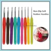 Craft Tools 2021New 9Pc/Set Color Sile Soft Handle Metal Crochet Set Diy Knitting Needles Tool Hook Pin Drop Delivery 2021 Home Garde Dhnle