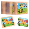 Cartoon 16pcs małe kawałki Puzzle zabawki dzieci drewniane zwierzęcy jigsaw dziecięce wczesna edukacyjna zabawka przedszkola